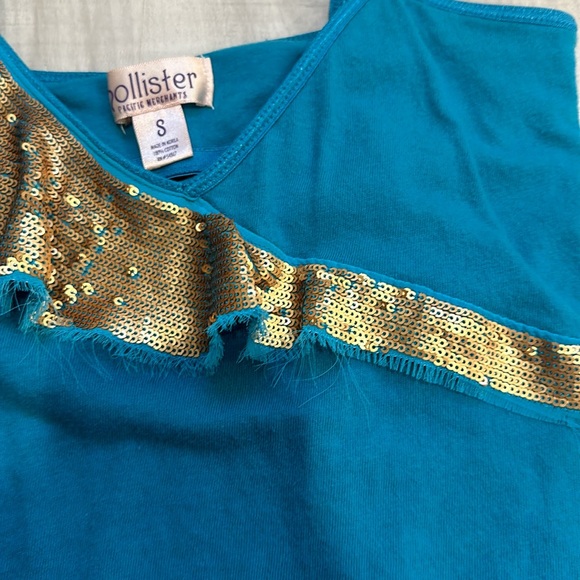 Size S Vintage Hollister Tanktop with Gold Sequins - Picture 3 of 3
